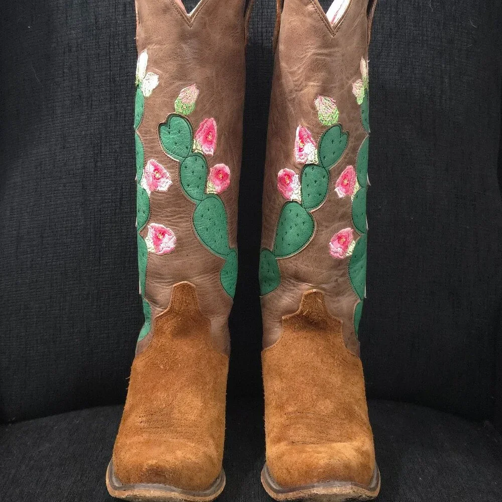 Junk Gypsy by Lane Hard to Handle Cactus Flower Snip Toe Boots- Size 7 1/2 - Picture 3 of 16